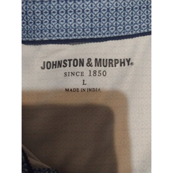 Johnston & Murphy Mens Performance Geometric Polo Shirt Blue Large L S/S - Picture 7 of 10